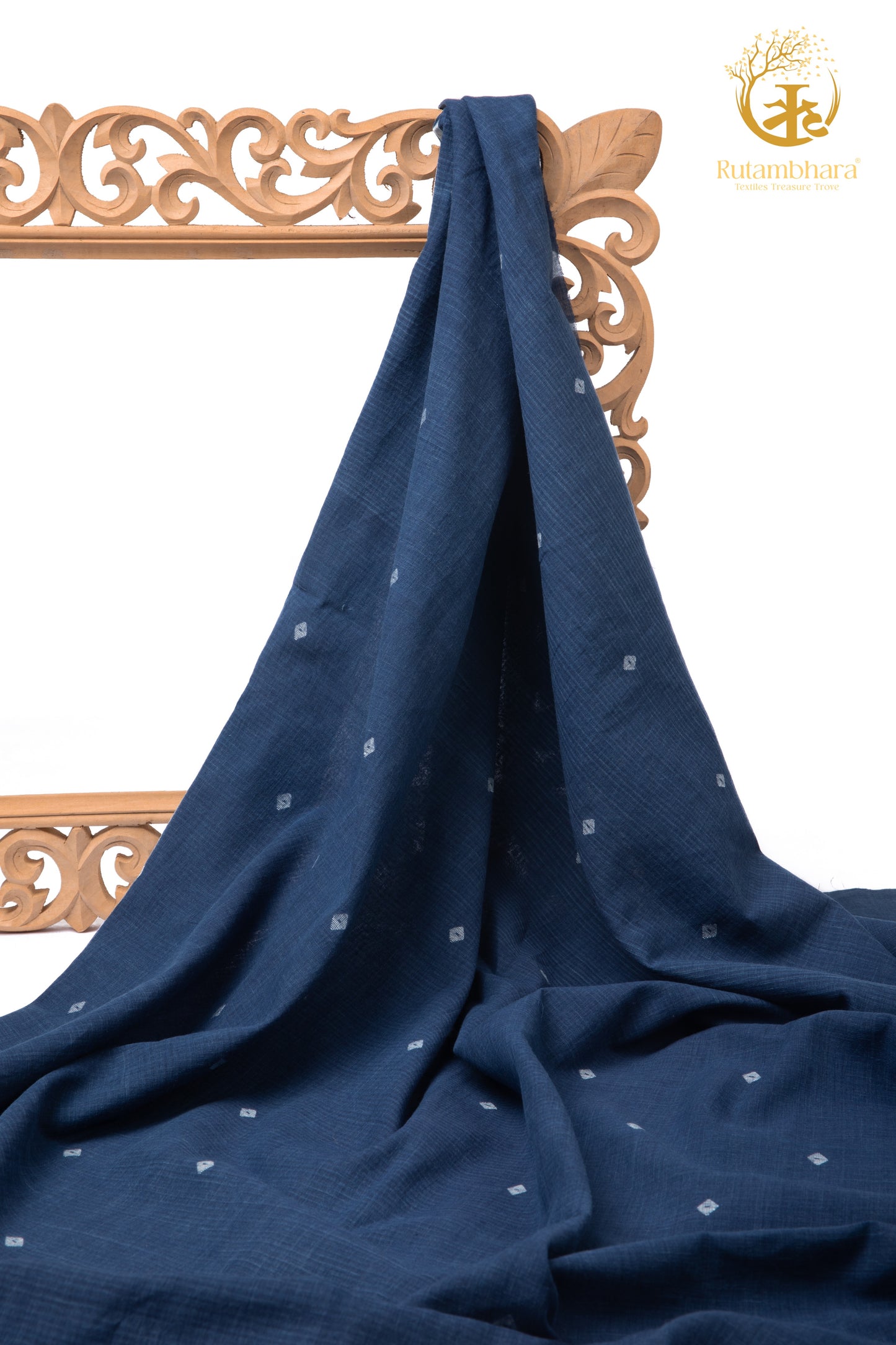 KEESHA - Indigo Field Essential White Buta – Jamdani Khadi Fabric
