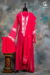 Deep Pink Mul Chanderi Lucknowi Hand Embroidered Suit Set