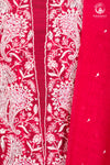 Deep Pink Mul Chanderi Lucknowi Hand Embroidered Suit Set
