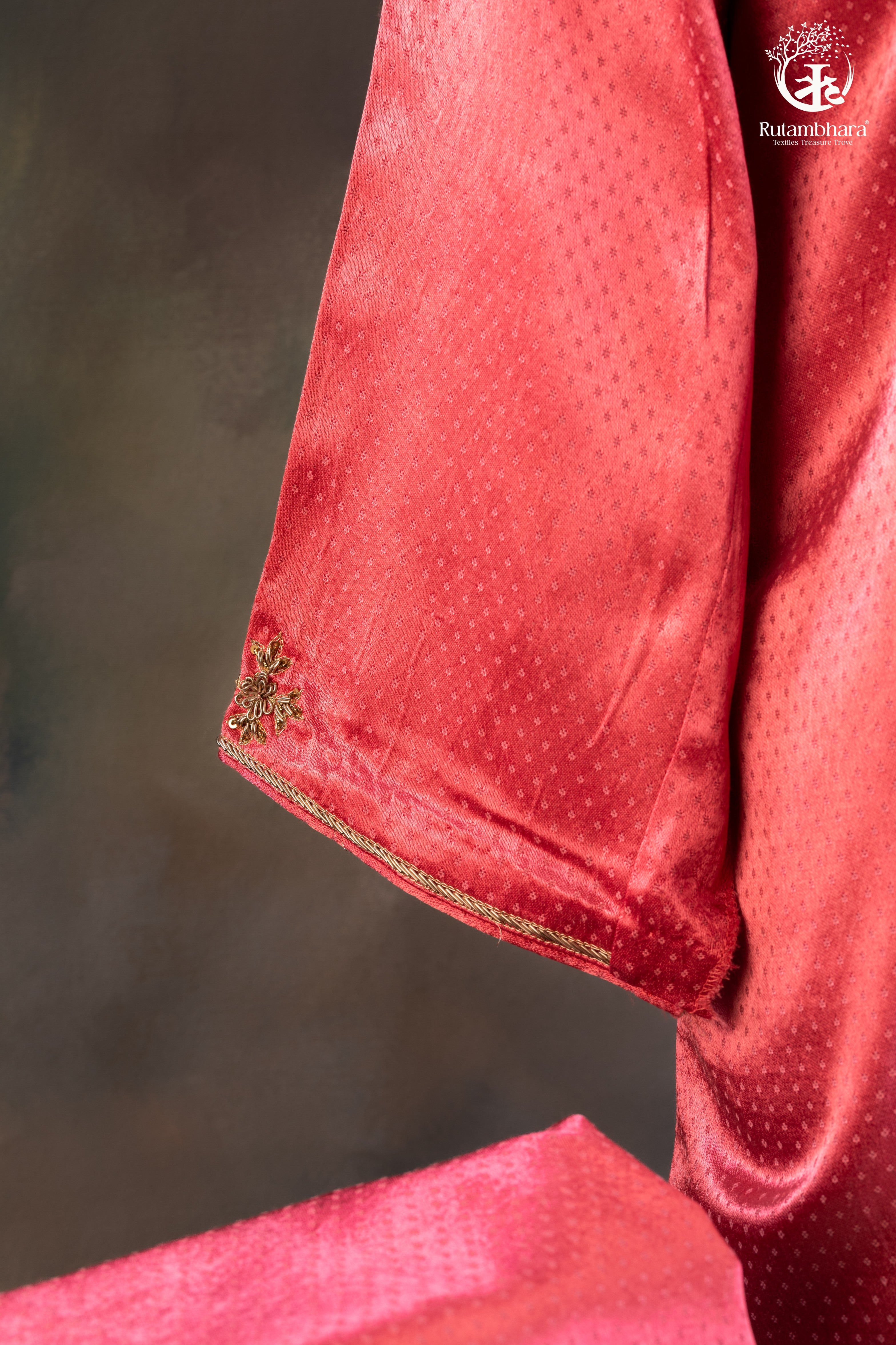 Blush Pink Dana Mashru Silk Suit with Zari Zardozi Hand Embroidery