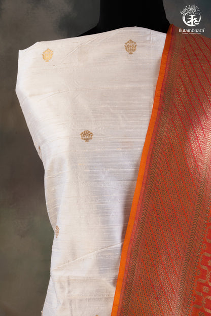 Noushk - Pearl drop Handwoven Banarasi Suit Set-Rutambhara-RUTAMBHARA