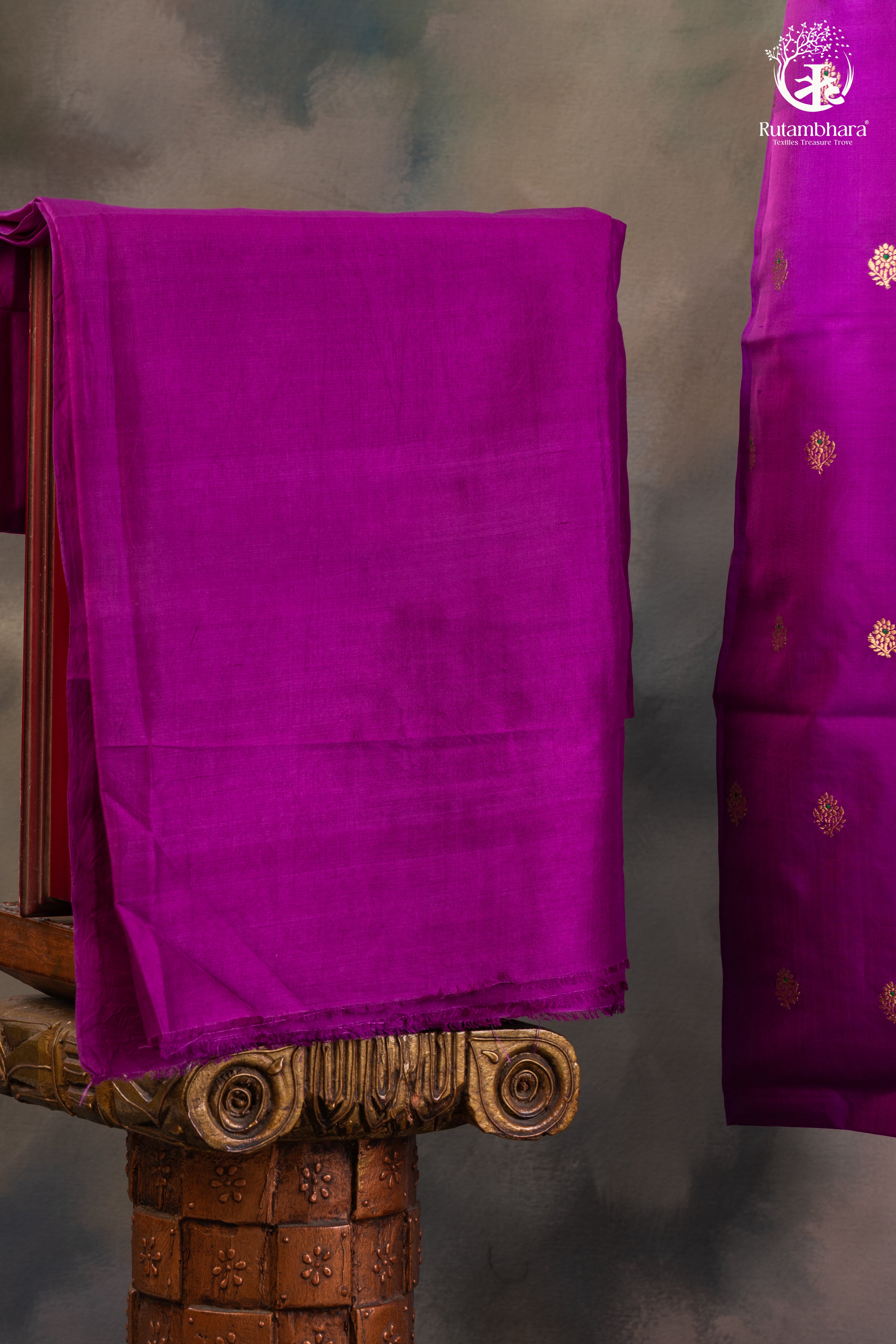 Noushk - Rich Purple Meenakari Buta Handwoven Pure Katan Silk Banarasi Suit