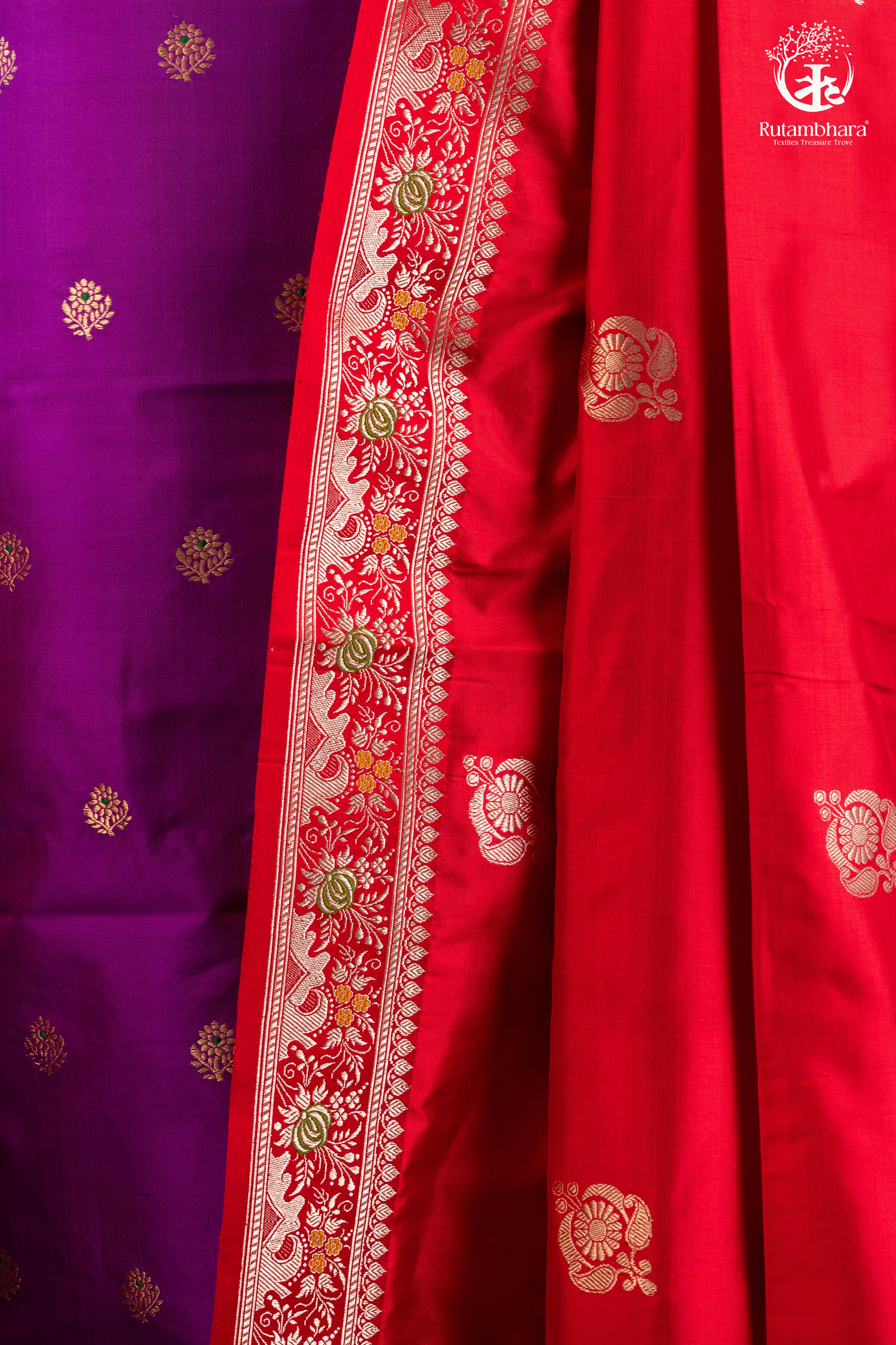 Noushk - Rich Purple Meenakari Buta Handwoven Pure Katan Silk Banarasi Suit
