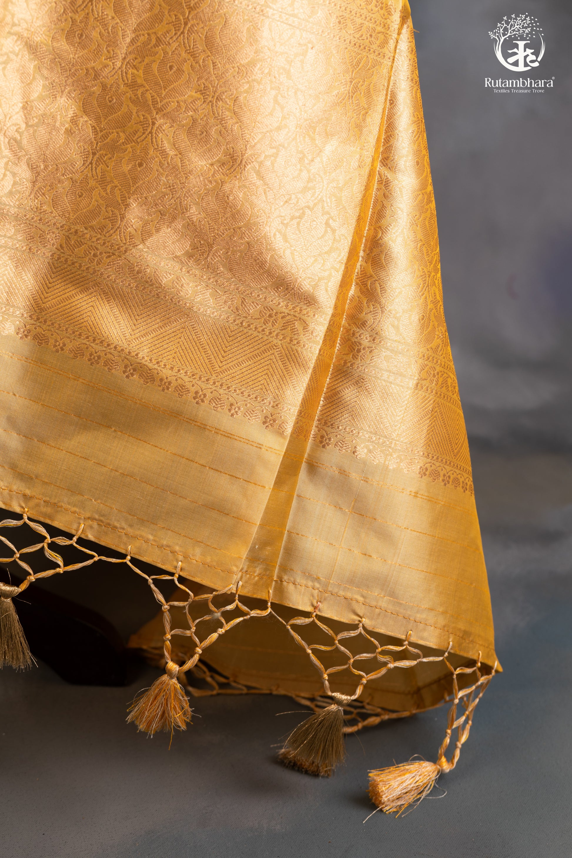 Noushk - Mustard and Sage Green Gold Buta Handwoven Pure Katan Silk Banarasi Suit-RUTAMBHARA-RUTAMBHARA