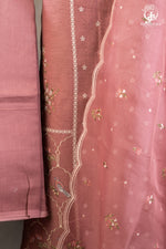 Rose Pink Chanderi Cotton Silk Suit Set with Organza Dupatta-RUTAMBHARA-RUTAMBHARA