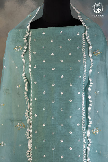 Graceful Aqua Green Chanderi Silk Cotton Embroidered Suit Set-RUTAMBHARA-RUTAMBHARA