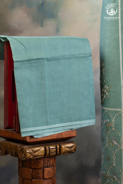 Graceful Aqua Green Chanderi Silk Cotton Embroidered Suit Set-RUTAMBHARA-RUTAMBHARA