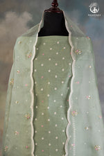 Soothing Sage Green Chanderi silk Cotton Embroidered Suit Set-RUTAMBHARA-RUTAMBHARA