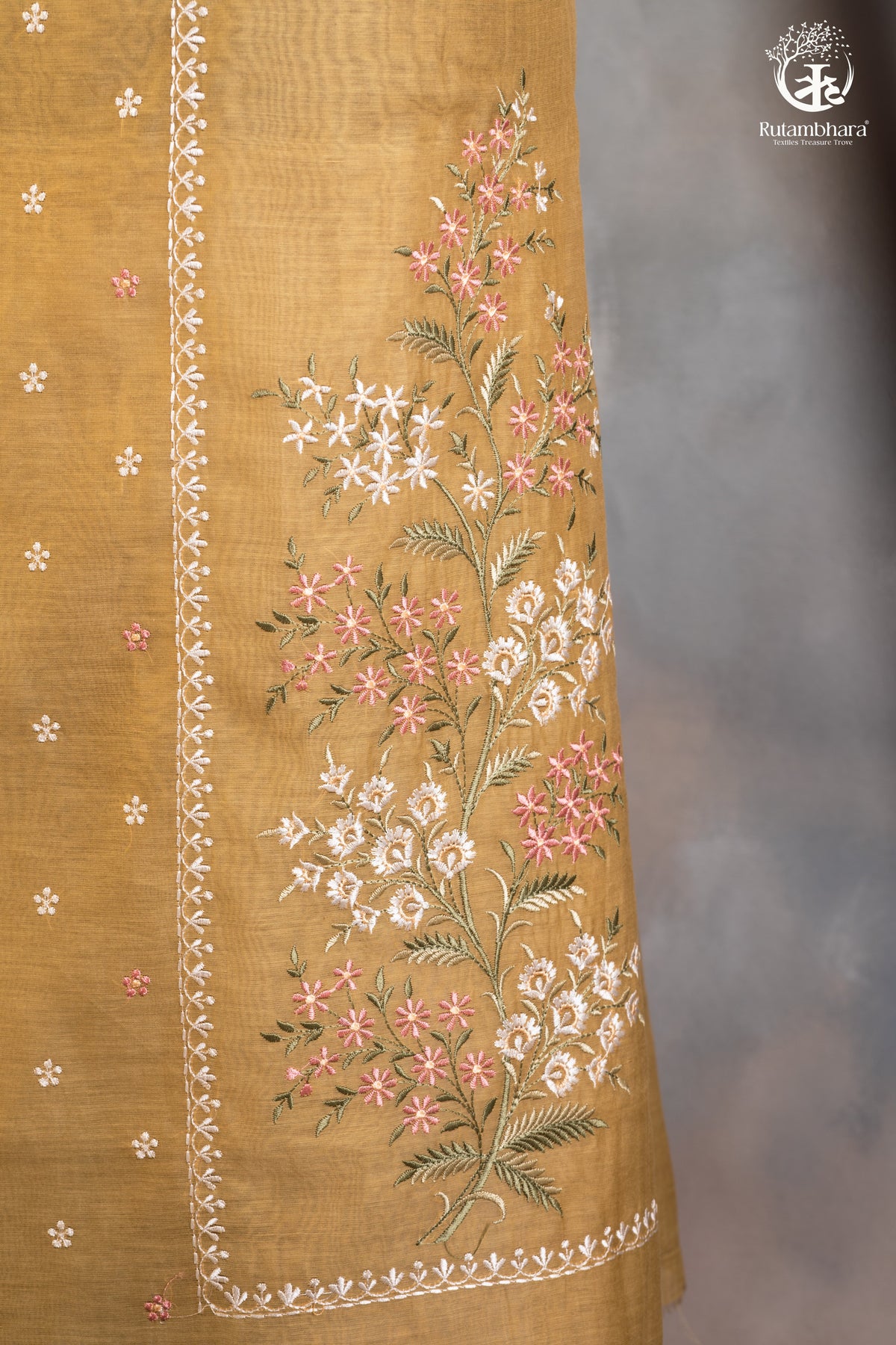 Sunlit Mustard Chanderi Cotton Silk Embroidered Suit Set