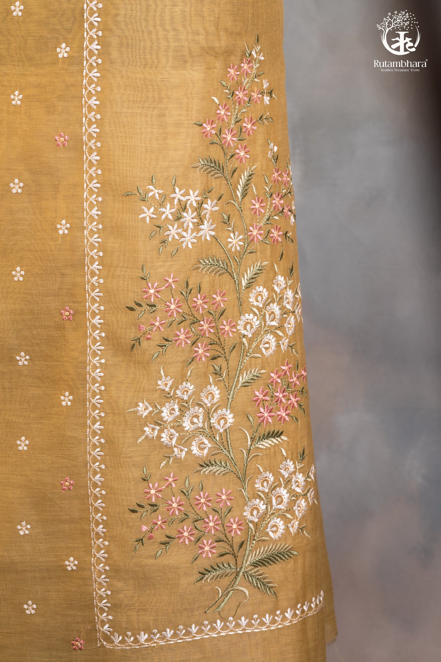 Sunlit Mustard Chanderi Cotton Silk Embroidered Suit Set