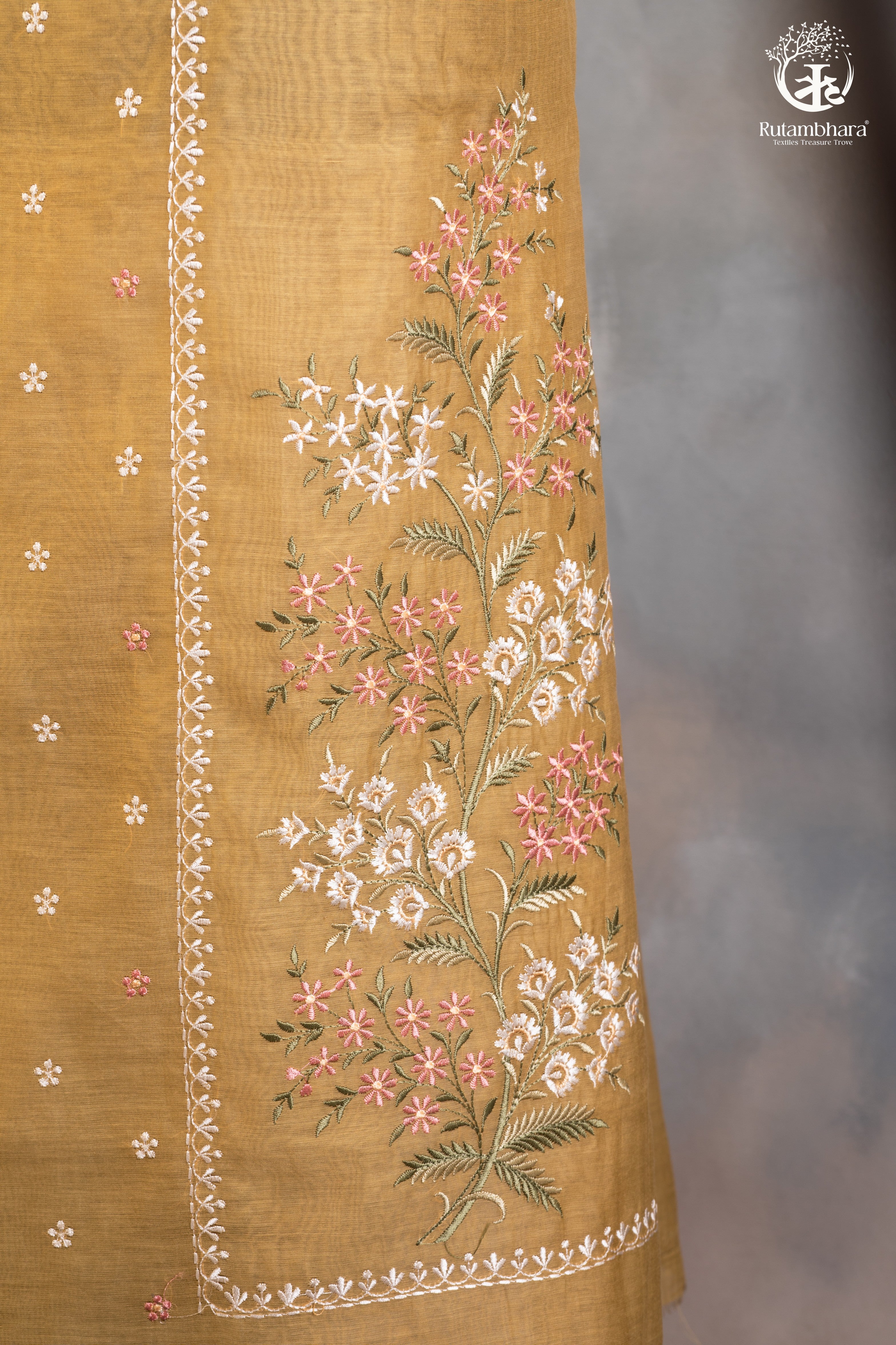 Sunlit Mustard Chanderi Cotton Silk Embroidered Suit Set