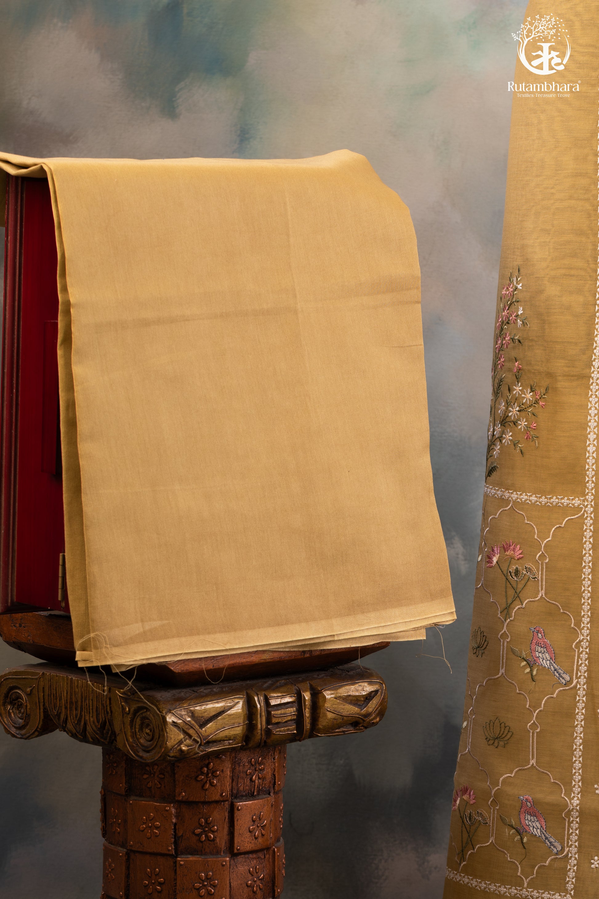 Sunlit Mustard Chanderi Cotton Silk Embroidered Suit Set-RUTAMBHARA-RUTAMBHARA