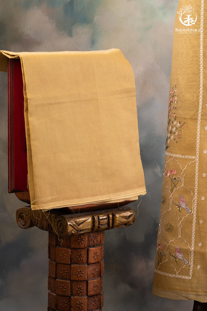 Sunlit Mustard Chanderi Cotton Silk Embroidered Suit Set-RUTAMBHARA-RUTAMBHARA