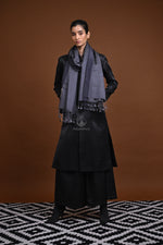 Eiraa - Handwoven Monochrome stole with broad plain border elegantly woven with silk and cotton yarns.-Rutambhara-RUTAMBHARA