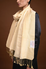 Eiraa - Handwoven Monochrome stole with plain border elegantly woven with silk and cotton yarns.-Rutambhara-RUTAMBHARA