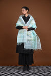 Meitei - Handwoven Aqua Green Silk dupatta with Extra weft motifs
