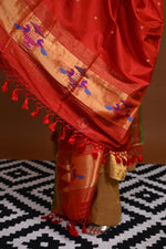 Handwoven Paithani Silk Dupatta-Rutambhara-RUTAMBHARA