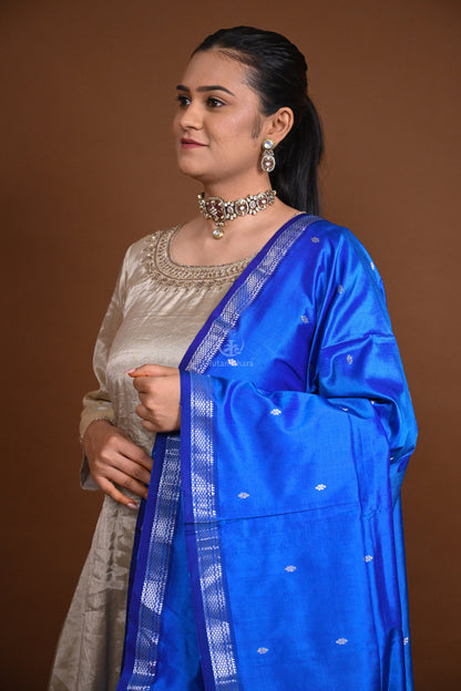 Handwoven Paithani Silk Dupatta-Rutambhara-RUTAMBHARA
