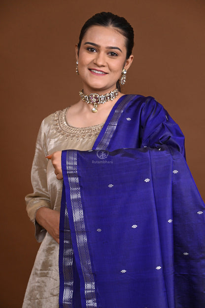 Handwoven Paithani Silk Dupatta-Rutambhara-RUTAMBHARA