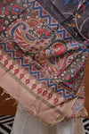 Hand Painted Pen Kalamkari Tussar Silk Dupatta
