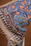 Hand Painted Pen Kalamkari Tussar Silk Dupatta