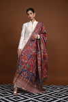 Hand Painted Pen Kalamkari Tussar Silk Dupatta