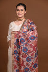 Hand Painted Pen Kalamkari Tussar Silk Dupatta