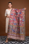 Hand Painted Pen Kalamkari Tussar Silk Dupatta
