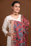 Hand Painted Pen Kalamkari Tussar Silk Dupatta