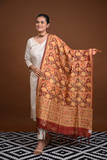 Vegetable Printed Natural Dye Silk Dupatta-Rutambhara-RUTAMBHARA