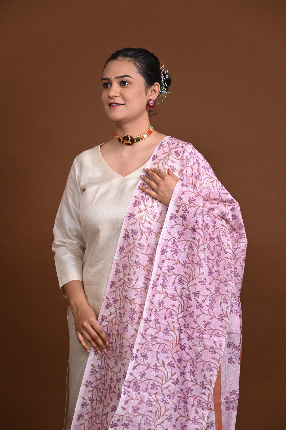 Hand Block Printed Chanderi Dupatta