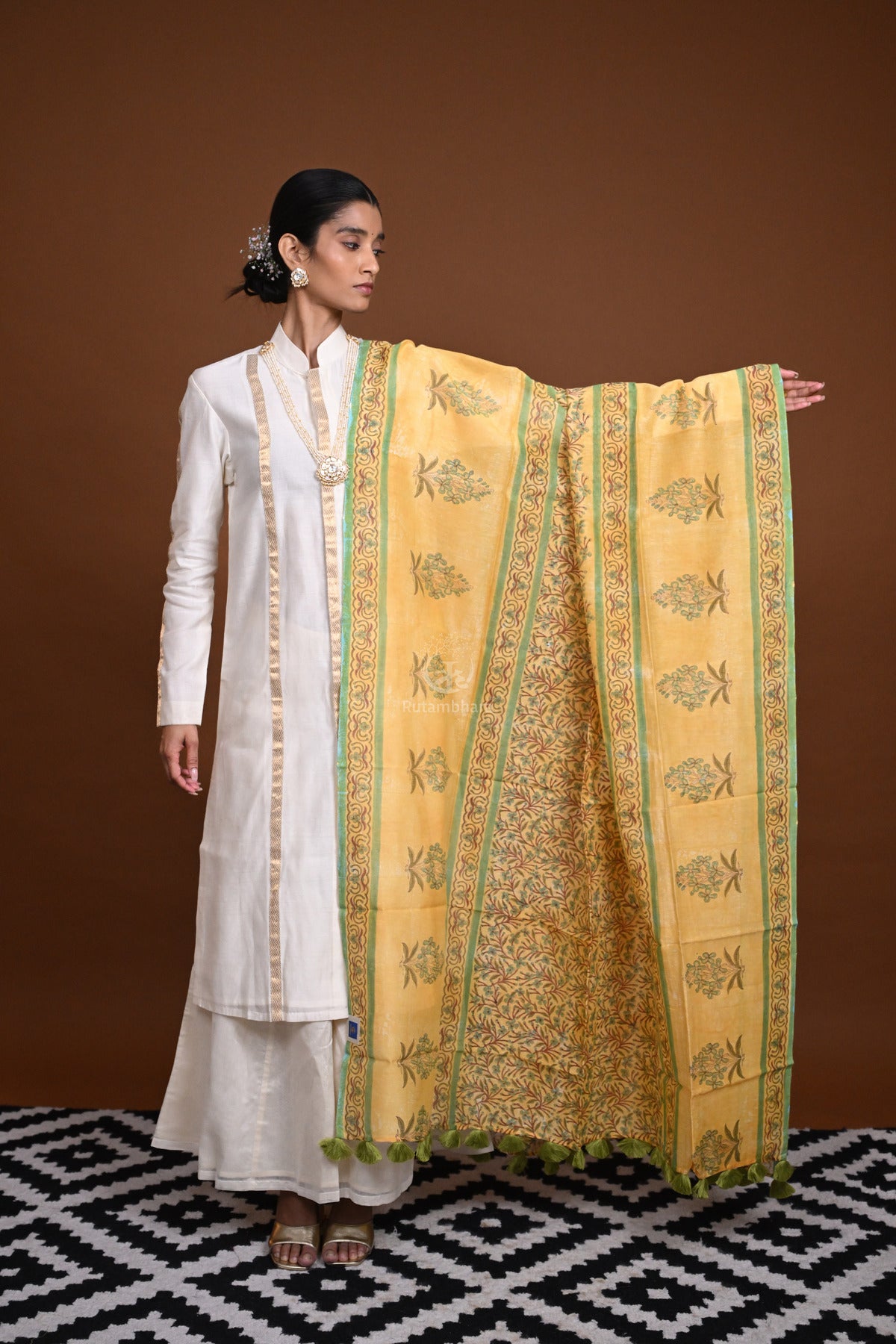 Hand Block Printed Chanderi Dupatta