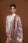 Ushraa - Beige  Handblock printed  Ajrakh Mangalgiri Dupatta