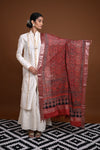 Ushraa - Deep Rust Orange  Handblock printed  Ajrakh Mangalgiri Dupatta