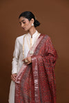 Ushraa - Deep Rust Orange  Handblock printed  Ajrakh Mangalgiri Dupatta