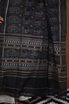 Krasha- Black Handwoven Cotton Sambalpuri Ikat Dupatta