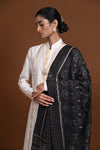 Krasha- Black Handwoven Cotton Sambalpuri Ikat Dupatta