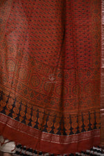 Ushraa -Rust Orange Handblock printed Ajrakh Mangalgiri Dupatta-Rutambhara-RUTAMBHARA