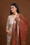 Ushraa - Light Rust Orange  Handblock printed  Ajrakh Mangalgiri Dupatta