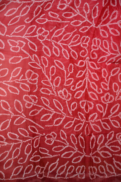 BUSHRA - RED PINK OMBRE CHANDERI RAI BANDHEJ DUPATTA-Rutambhara-RUTAMBHARA