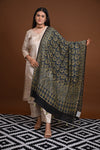 Ushraa - Blue  Handblock printed  Chanderi Ajrakh Dupatta