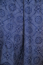 Bushra - Deep Blue Geometric Design Rai Bandhej Dupatta-Rutambhara-RUTAMBHARA