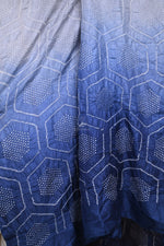 BUSHRA - INDIGO BLUE RAI BANDHEJ SILK DUPATTA-Rutambhara-RUTAMBHARA