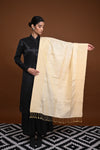 Eiraa - Handwoven Monochrome stole with plain border elegantly woven with silk and cotton yarns.