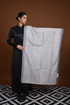 Eiraa - Handwoven Monochrome stole with broad plain border elegantly woven with silk and cotton yarns.