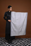 Eiraa - Handwoven Monochrome stole with broad plain border elegantly woven with silk and cotton yarns.