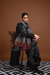 Ushraa - Blue Handblock printed  Ajrakh Chanderi Stole