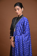 Rakbaa - Blue Black Ajrakh Bandhej dupatta in Modal silk-Rutambhara-RUTAMBHARA