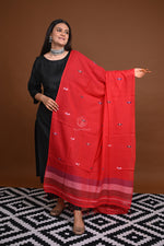 Handwoven Jamdani Cotton Dupatta-Rutambhara-RUTAMBHARA