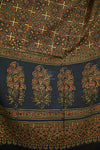 Ushraa - Dark Green Handblock printed  Cotton Ajrakh Dupatta